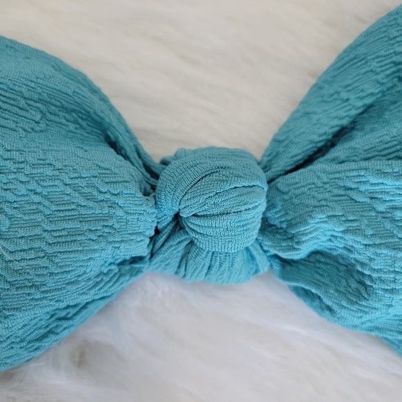 Time and Tru Popcorn Texture Aqua Bandeau Knot Top M 8-10 NWT Adjustable Straps - Picture 4 of 12
